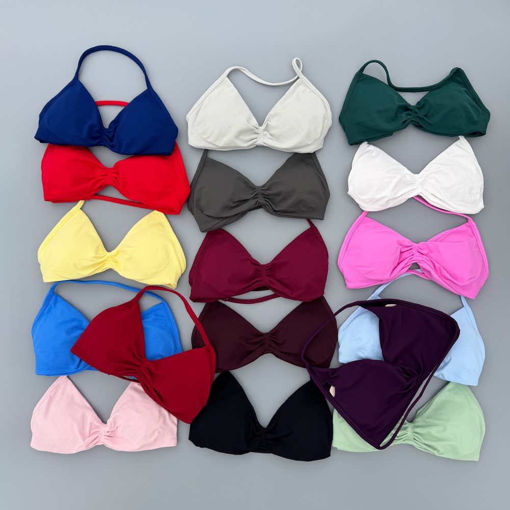 Plunge Bra Push Up - Biustonosz sportowy z cienkimi ramiączkami, bezszwowy,